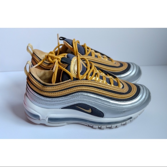 nike black and gold metallic air max 97 sneakers